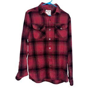 Iron & Resin Red & Black Plaid Button-Up Long Sleeve Shirt M 100% Cotton